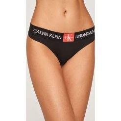 Calvin Klein Underwear - Stringi. Czarne majtki damskie Calvin Klein Underwear, xs, z elastanu. W wyprzedaży za 59,90 zł.