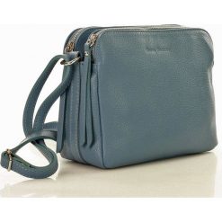 MARCO MAZZINI Torebka skórzana crossbody listonoszka dwie komory niebieski denim. Niebieskie listonoszki damskie MAZZINI, na co dzień, w paski, ze skóry, bez dodatków. Za 219,00 zł.