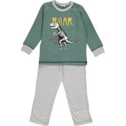 Piżama w kolorze zielono-szarym. Szare piżamy niemowlęce Benetton Kids, z nadrukiem, z bawełny. W wyprzedaży za 42,95 zł.