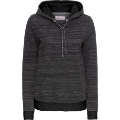 Bluzy damskie: Bluza z kapturem, długi rękaw bonprix czarno-biały melanż