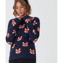 Sweter w lisy - Granatowy. Niebieskie swetry damskie House, s, bez wzorów, bez rękawów, bez kaptura. Za 99,99 zł.