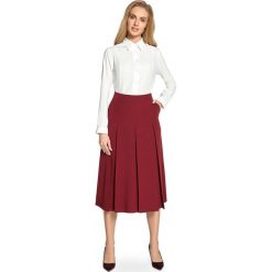 Spódnica Midi z Kontrafałdami – Bordowa. Czerwone spódniczki damskie Molly.pl, do pracy, s, bez wzorów, eleganckie, długie, midi. Za 99,90 zł.