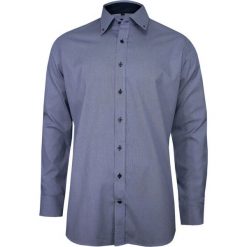 Granatowa Elegancka Koszula Męska z Długim Rękawem, 100% Bawełna -RANIR- Taliowana, w Drobną Kratkę KSDWRANIRM2C03C. Niebieskie koszule męskie Ranir, m, w kratkę, z bawełny, eleganckie, bez kołnierzyka, z długim rękawem. W wyprzedaży za 49,00 zł.