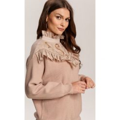 Beżowy Sweter Felaris. Brązowe swetry damskie Renee, s, bez wzorów, casualowe, bez rękawów, bez kaptura. Za 149,99 zł.