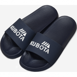 Klapki plażowe basenowe basic granatowe Kubota - granatowy. Niebieskie klapki damskie Kubota, bez wzorów, z gumy, na wysokim obcasie. Za 49,99 zł.