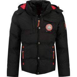 Kurtka zimowa w kolorze czarnym. Czarne płaszcze męskie Canadian Peak, na zimę, s, z aplikacjami, bez kaptura. W wyprzedaży za 327,95 zł.