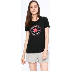 Converse - Top. Czarne bluzki damskie Converse, s, z nadrukiem, z bawełny, casualowe, z okrągłym kołnierzem, z krótkim rękawem. W wyprzedaży za 79,90 zł.