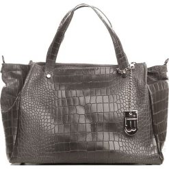 Shopper bag damskie: Skórzana torebka w kolorze antracytowym – 40 x 22 x 17 cm