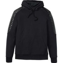 Bluza biker z wstawkami ze sztucznej skóry SLIM FIT bonprix czarny. Czarne bluzy męskie bonprix, m, bez wzorów, ze skóry, z kapturem, bez rękawów, z kapturem. Za 109,99 zł.