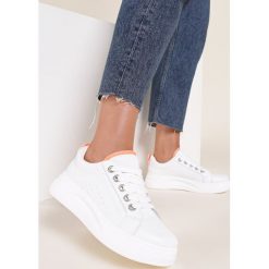Biało-Pomarańczowe Sneakersy Elisise. Białe sneakersy damskie Renee. Za 79,99 zł.