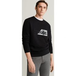 Mango Man - Bluza Prelude. Czarne bluzy męskie Mango Man, s, z nadrukiem, z bawełny, z okrągłym kołnierzem, bez rękawów, bez kaptura. W wyprzedaży za 99,90 zł.