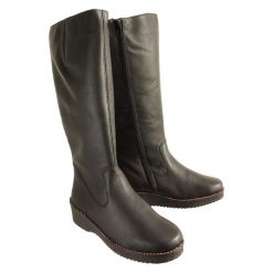 RIEKER Y4690-00 black, kozaki damskie. Czarne koturny damskie Rieker, z wełny, bez obcasa, na koturnie, bez zapięcia. Za 419,90 zł.