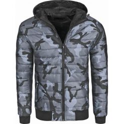 Kurtka męska bomber z kapturem szara Recea. Szare kurtki męskie Recea, na wiosnę, xl, moro, z poliesteru, eleganckie, z kapturem. W wyprzedaży za 59,99 zł.