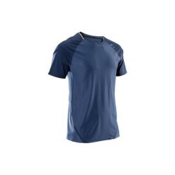 Koszulka fitness krótki rękaw FTS 920 męska. Niebieskie koszulki męskie marki DOMYOS, m, bez wzorów, z elastanu, bez kołnierzyka, z krótkim rękawem, krótkie, na fitness i siłownię. Za 59,99 zł.
