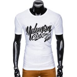 T-SHIRT MĘSKI Z NADRUKIEM S955 - BIAŁY. Białe t-shirty męskie marki Ombre Clothing, s, z nadrukiem. Za 29,00 zł.