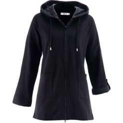 Długa bluza rozpinana, długi rękaw bonprix czarny. Czarne bluzy damskie marki bonprix, bez wzorów, z długim rękawem, długie, bez kaptura. Za 109,99 zł.