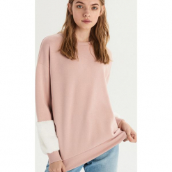 Bluza z pluszowymi rękawami - Różowy. Czerwone bluzy rozpinane damskie Sinsay, l. Za 49,99 zł.