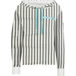 Bluza z kapturem bonprix oliwkowy w paski. Zielone bluzy damskie bonprix, w paski, bez rękawów, z kapturem. Za 99,99 zł.