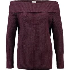 Swetry klasyczne damskie: Vila VIMATCHIE OFFSHOULDER Sweter fig/black/dark grey melange
