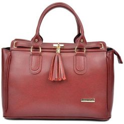 Torebki klasyczne damskie: Skórzana torebka w kolorze bordowym – (S)38 x (W)27 x (G)18 cm