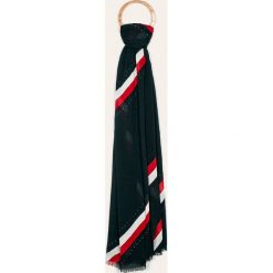 Tommy Hilfiger - Szal. Niebieskie szaliki damskie TOMMY HILFIGER, bez wzorów, z bawełny. Za 219,90 zł.