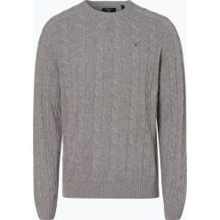 Gant - Sweter męski, szary. Szare swetry klasyczne męskie marki GANT, xl, z haftami, z wełny, klasyczne, z klasycznym kołnierzykiem. Za 589,95 zł.
