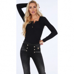 Granatowa bluzka na co dzień 1906. Czarne bralety marki Fasardi, l. Za 49,00 zł.
