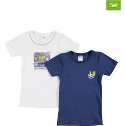 T-shirty chłopięce z nadrukiem: Koszulki (2 szt.) w kolorze białym i granatowym