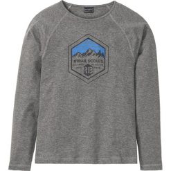 Shirt z długim rękawem z ciepłego dżerseju Slim Fit bonprix szary melanż z nadrukiem. Szare koszulki męskie bonprix, s, z nadrukiem, z dżerseju, z okrągłym kołnierzem, z długim rękawem, długie. Za 54,99 zł.