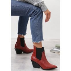 Brązowe Botki Silvan. Pomarańczowe botki damskie Born2be, za kostkę, na średnim obcasie, na obcasie, bez zapięcia. Za 119,99 zł.