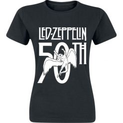 Led Zeppelin 50th Logo Koszulka damska czarny. Czarne koszulki damskie marki Led Zeppelin, l, z nadrukiem, z okrągłym kołnierzem. Za 42,90 zł.