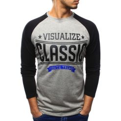 T-shirty męskie z nadrukiem: Longsleeve męski z nadrukiem szary (lx0430)