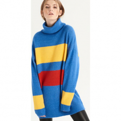 Sweter w kolorowe paski - Wielobarwn. Szare swetry klasyczne damskie Sinsay, l. Za 79,99 zł.