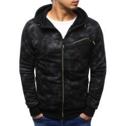 Bluzy męskie: Bluza męska rozpinana czarna z kapturem (bx3422)