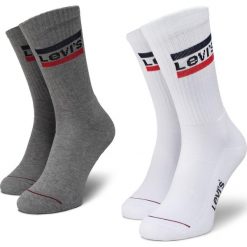 Zestaw 2 par wsokich skarpet unisex LEVI'S - 37157-0151 White/Grey. Szare skarpetki damskie Levi's®, bez wzorów, z elastanu. Za 39,00 zł.