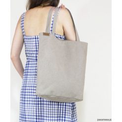 Shopper bag XL beżowa torba z grubej bawełny. Brązowe torby damskie na zakupy Pakamera, z bawełny. Za 165,00 zł.