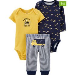 3-częściowy zestaw w kolorze żółto-granatowym. Body niemowlęce Carter's. W wyprzedaży za 49,95 zł.