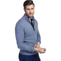 Sweter TADDEO SWNR000239. Niebieskie swetry męskie Giacomo Conti, na zimę, m, bez wzorów, z wełny, eleganckie, z golfem, bez kaptura. Za 299,00 zł.
