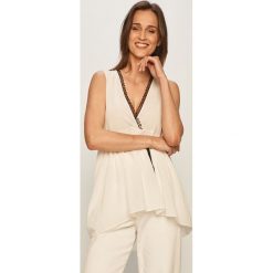 Pinko - Bluzka. Białe bluzki damskie Pinko, na co dzień, bez wzorów, z bawełny, casualowe, z włoskim kołnierzykiem, bez rękawów. Za 769,90 zł.
