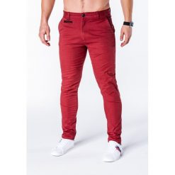 Chinosy męskie: SPODNIE MĘSKIE CHINO P646 – BORDOWE