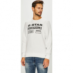 G-Star Raw - Bluza. Białe bluzy męskie G-Star RAW, xl, z nadrukiem, z elastanu, retro, z okrągłym kołnierzem, bez rękawów, bez kaptura. W wyprzedaży za 259,90 zł.