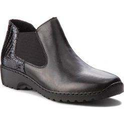 Sztyblety RIEKER - L6090-02 Black. Czarne kozaki damskie marki Rieker, ze skóry ekologicznej, na obcasie. W wyprzedaży za 189,00 zł.