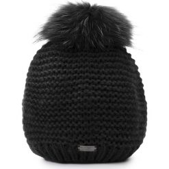 Czapka damska 87-HF-021-1. Czarne czapki damskie Wittchen, na zimę, bez wzorów, z dzianiny. Za 95,00 zł.