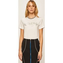 Iceberg - T-shirt. Czarne bluzki damskie Iceberg, z nadrukiem, z elastanu, z okrągłym kołnierzem. W wyprzedaży za 259,90 zł.