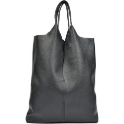 Shopper bag damskie: Skórzana torebka w kolorze czarnym – (D)42 x (S)38 cm