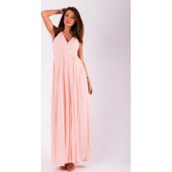 EVA&LOLA SUKIENKA PUDROWY RÓŻ 51002-1. Różowe sukienki damskie EVA&LOLA, s, bez wzorów, bez kołnierzyka, bez rękawów. Za 198,34 zł.