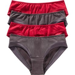 Figi "hipster" (4 pary) bonprix czerwono-szary. Czerwone figi bonprix, z satyny. Za 27,96 zł.