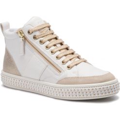 Sneakersy GEOX - D Leelu' G D94FFG 08554 C1ZB5 White/Champagne. Białe półbuty damskie Geox, z zamszu. W wyprzedaży za 389,00 zł.