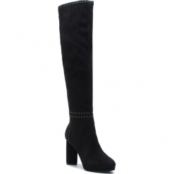 Kozaki GUESS - FLPRS4 ESU11 BLACK. Czarne buty zimowe damskie Guess, z materiału, na obcasie. Za 859,00 zł.