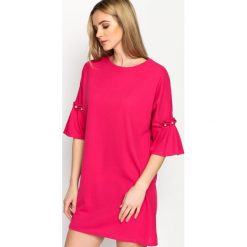 Sukienki: Fuksjowa Sukienka Pleated Sleeves
